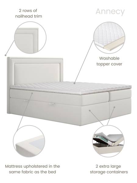 Boxspringbett Annecy Premium Liegefläche Breite: 180 cm