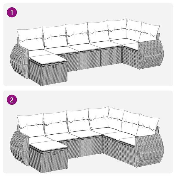 Garten-Lounge-Set 3036453-4 7-teilig Schwarz - Creme