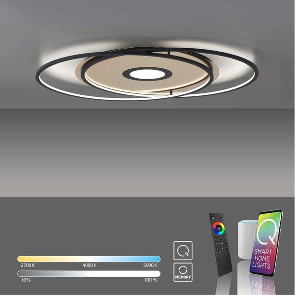 LED Deckenlampe rund Q-AMIRA Smart Home Schwarz