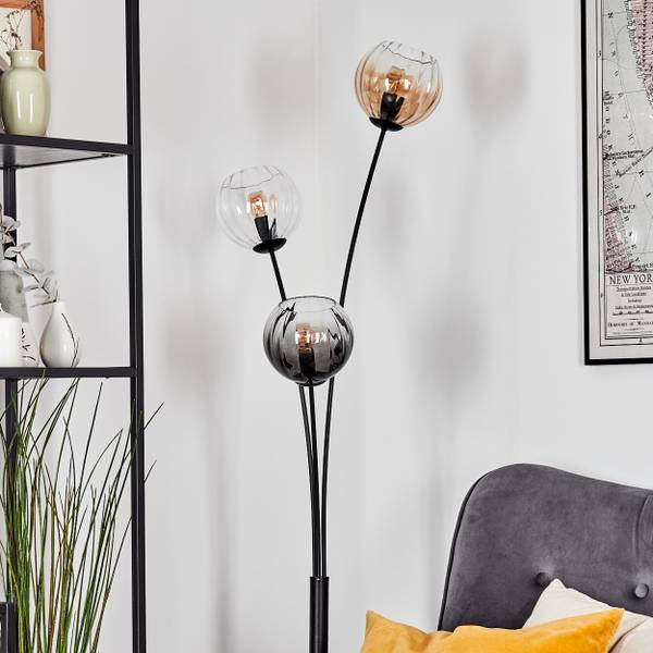 Stehlampe Cesaro Grau - Orange - Aluminium - Klarglas - 33 x 170 x 39 cm