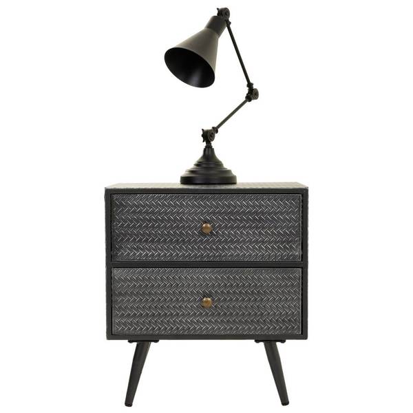 Nachttisch Illinois Grau - Metall - 50 x 56 x 30 cm