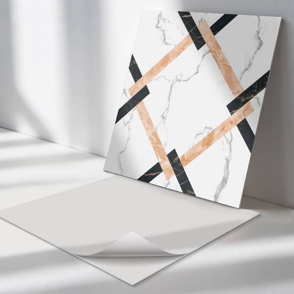 Fliesen Marmor Geo Muster 4er Set 50 x 50 cm