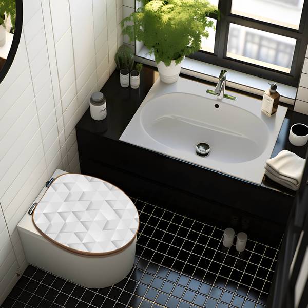 WC-Sitz mit Absenkautomatik Weisse Dreie Bambus - Holzwerkstoff - 38 x 5 x 49 cm