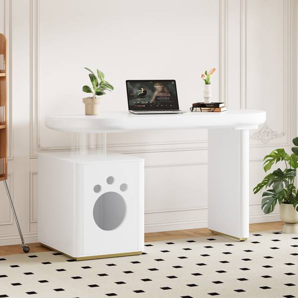 Schreibtisch LucyWoody Ⅰ Weiß - Holzwerkstoff - 50 x 76 x 117 cm