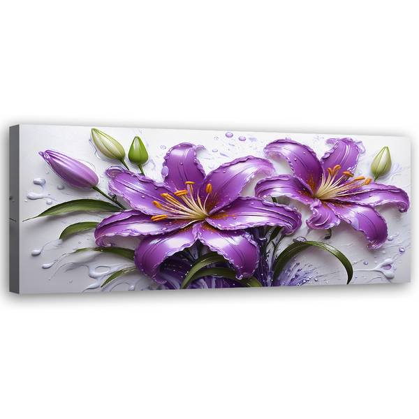 Wandbild blumen lilien wassertropfen 120 x 40 cm