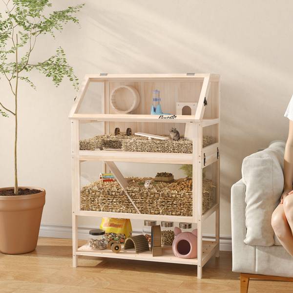 Hamsterkäfig D51-511V90ND Braun - Massivholz - 53 x 117 x 80 cm