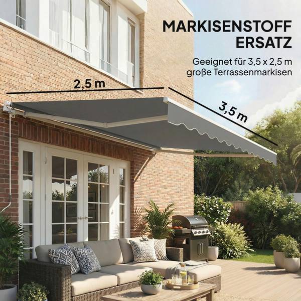 Markiesdoek 840-288V00CG grijs - textiel - 250 x 25 x 337 cm
