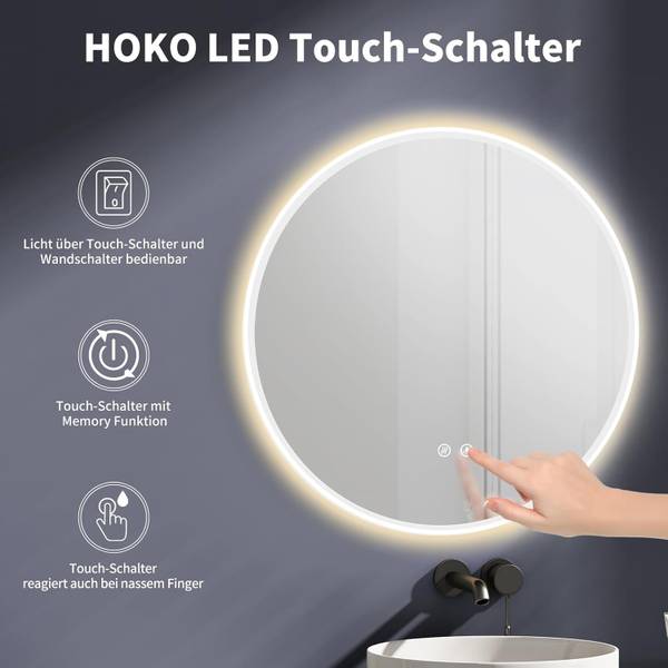 LED Kosmetikspiegel Valencia 80 x 80 cm