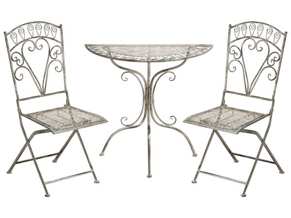 Gartenset NURRA 3-tlg Grau - Metall - 47 x 92 x 47 cm
