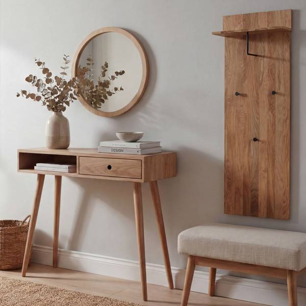 Garderobenpaneel P55 Braun - Eiche - 42 x 135 x 22 cm