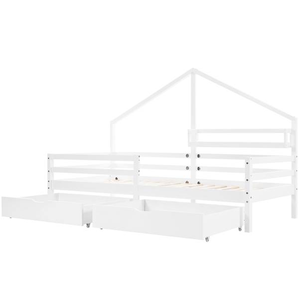 Stauraumbett HomeySHEFⅠ Weiß - Kiefer - 97 x 139 x 207 cm