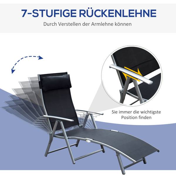 Sonnenliege BB3616 Schwarz - Metall - 22 x 83 x 64 cm
