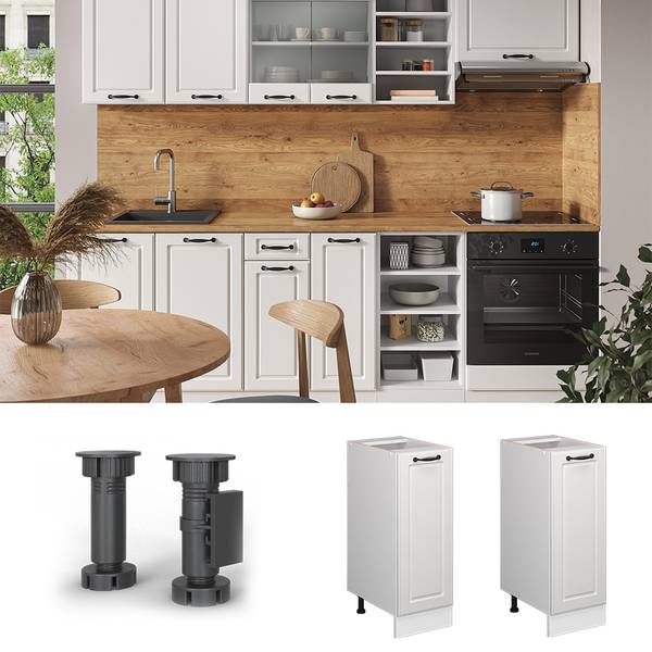 Apothekerschrank R-Line 37770 Eiche Landhaus Dekor - Reinweiß