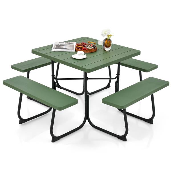 Picknicktisch ZB33487XE+DE Grün - Metall - 170 x 76 x 170 cm