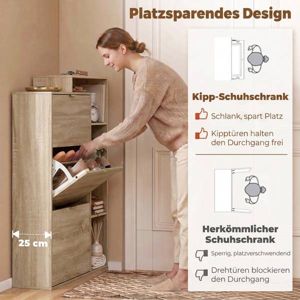 Schuhschrank 837-818V90AK Braun - Eisen - 25 x 124 x 80 cm