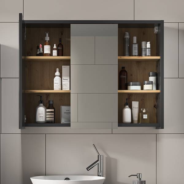 Armoire de toilette Viola 40153 Marron - Bois manufacturé - 100 x 75 x 18 cm