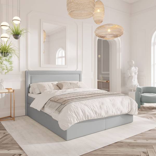 Boxspringbett Annecy Bonell Federkern Grau - Breite: 140 cm