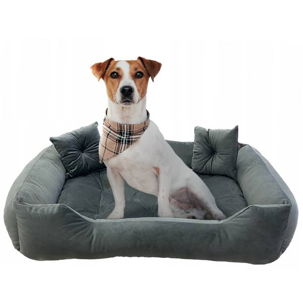 Hundebett VELURS Grau - 70 x 60 cm