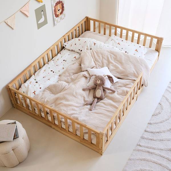 Montessori Bodenbett Nid Hellbeige - 145 x 45 x 205 cm