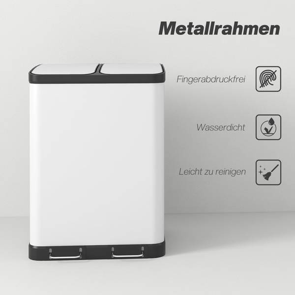 Afvalemmer 851-035V00WT wit - metaal - 40 x 67 x 49 cm