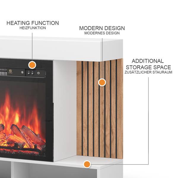 Elektrokamin Lynea 51887 Weiß - Holzwerkstoff - 100 x 80 x 25 cm