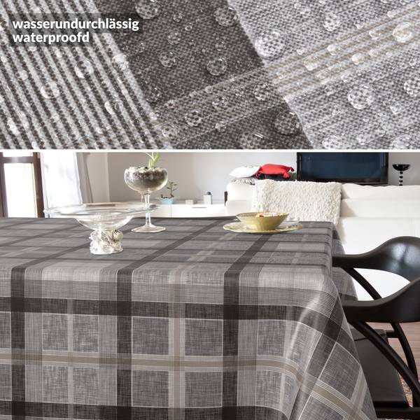 Tischdecke Rustikal Karo mit SAUM Tiefe: 140 cm