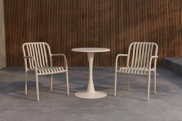 Café-Set Leano Beige - Stahl - 60 x 70 x 60 cm