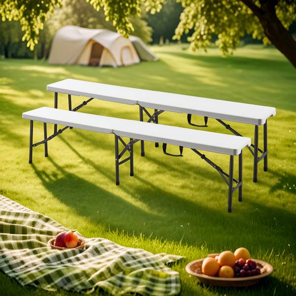 Klappbank Ljusnarsberg 2er Set Weiß - Metall - Kunststoff - 180 x 43 x 25 cm