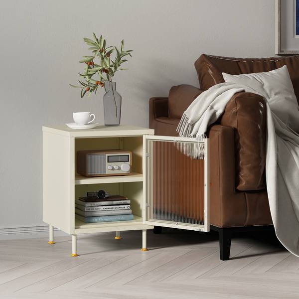 Beistellschrank Lindau Weiß - Stahl - 40 x 56 x 40 cm