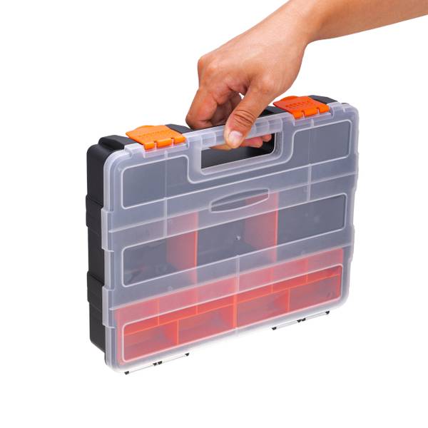 Sorteerbox set van 4 zwart - oranje - polypropeen - 29 x 18 x 22 cm