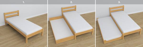 Einzelbett N01 mit Schublade Braun - 128 x 198 cm