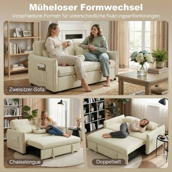 Schlafsofa 83B-790V00BG Beige - Chenille - 90 x 84 x 166 cm