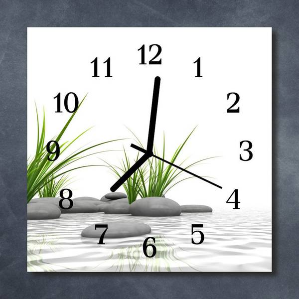 Wanduhr Steine weiß Weiß - Glas - 30 x 30 x 1 cm