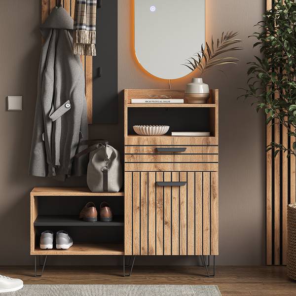 Schoenenkast Amber 55558 bruin - plaatmateriaal op houtbasis - 100 x 100 x 38 cm