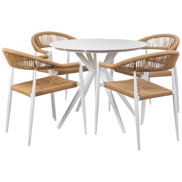 Gartenmöbel Jardin Mueble 5-tlg Beige - Metall - 90 x 75 x 90 cm