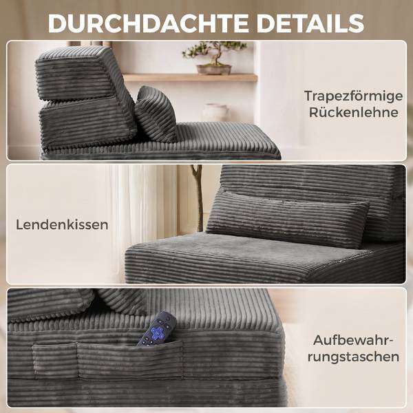 Bodenstuhl 83B-898V00CG Grau - Cord - 70 x 13 x 200 cm