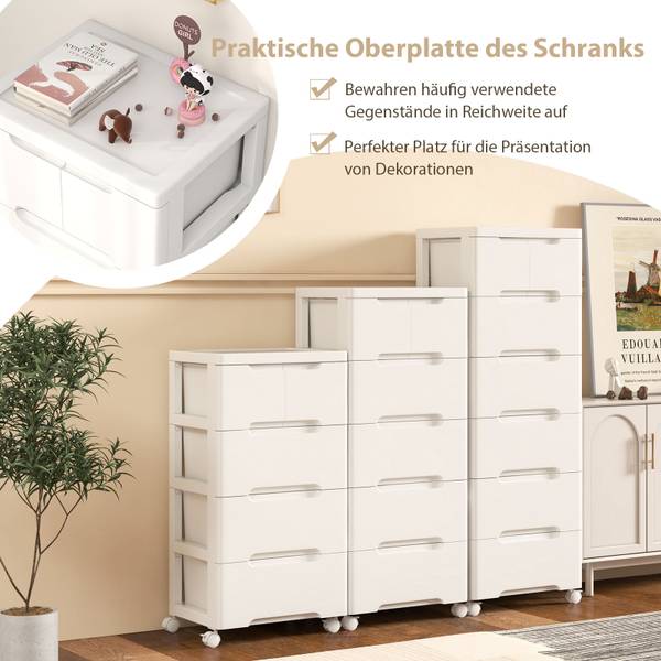 Kommode VH33611 Weiß - Kunststoff - 32 x 79 x 40 cm