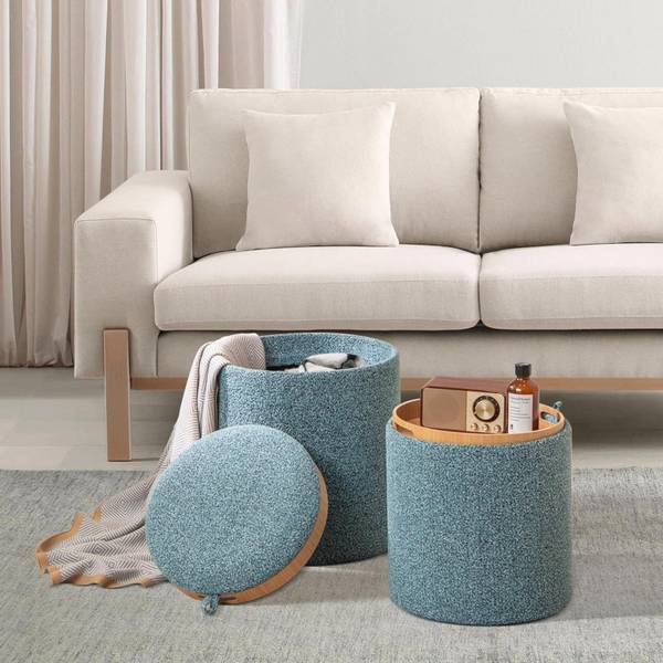 Sitzhocker VH33812DE(2er Set) Blau - Holzwerkstoff - 39 x 45 x 39 cm