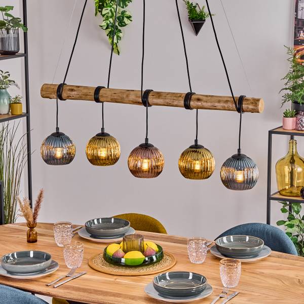 Pendelleuchte Cesaro Blau - Gold - Holzwerkstoff - Metall - 34 x 150 x 100 cm