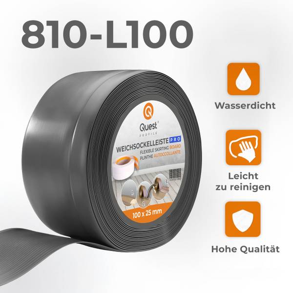 Breite Weichsockelleiste 810-L100 Dunkelgrau - Tiefe: 1000 cm