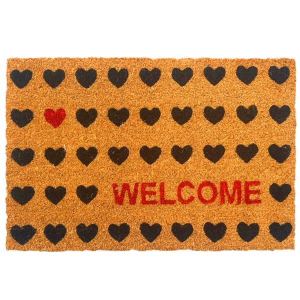 Kokos-deurmat 'Welkom' zwart - bruin - rood - natuurvezel - kunststof - 60 x 2 x 40 cm