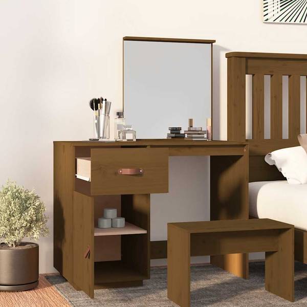 Coiffeuse 3017176 Marron - Pin - 95 x 134 x 50 cm