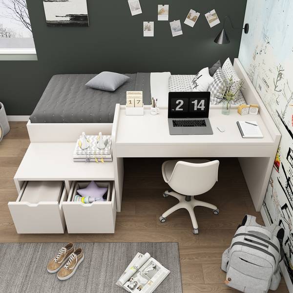 Kinderbett LucyWoody Ⅰ Weiß - Holzwerkstoff - Massivholz - 137 x 83 x 205 cm