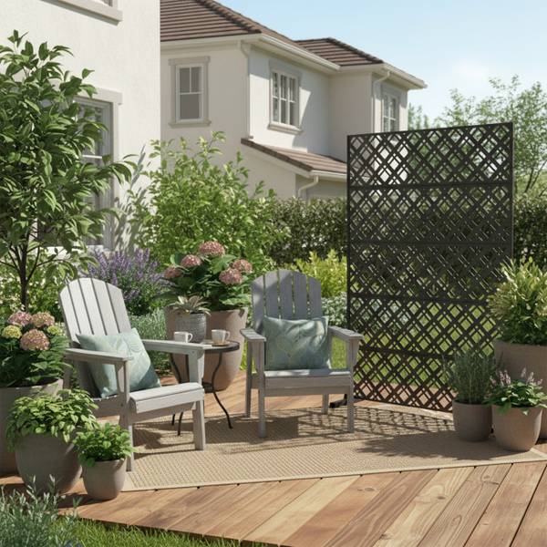 Sichtschutz für Garten Rautenmotiv Schwarz - Eisen - 110 x 183 x 50 cm