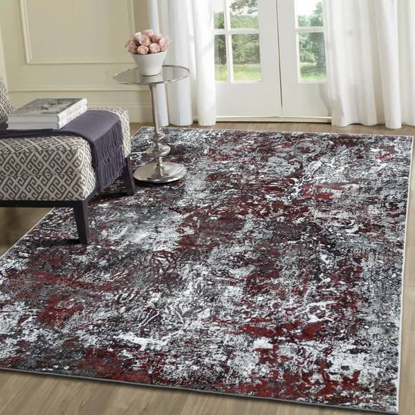 Marmor Look - Waschbar -Rot-120cmX160 Bordeaux - 120 x 160 cm