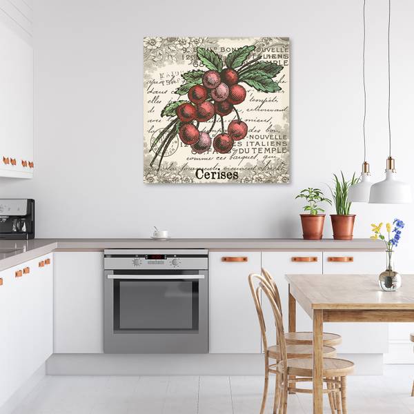 Tableau déco cerise vintage 30 x 30 cm