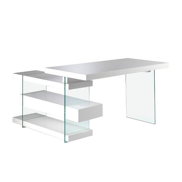 Bürotisch 3002 Weiß - Kristallglas - 140 x 75 x 127 cm