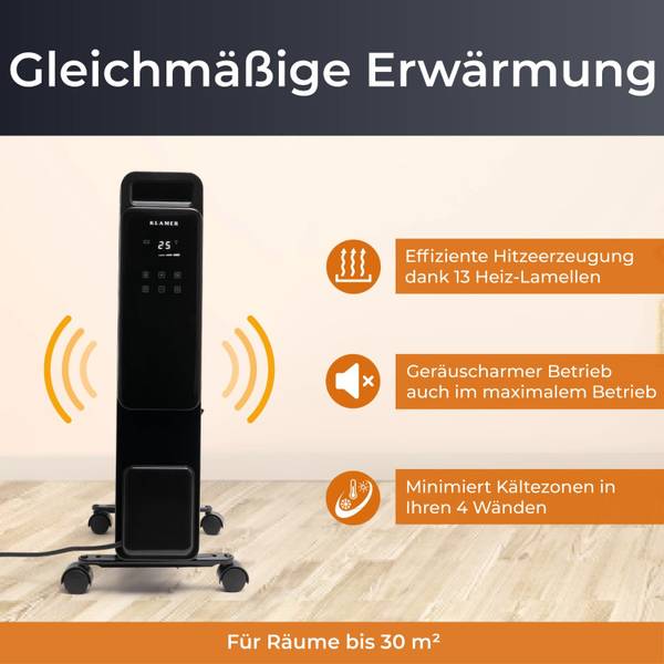 Ölradiator 2500 Schwarz - Metall - 25 x 63 x 52 cm