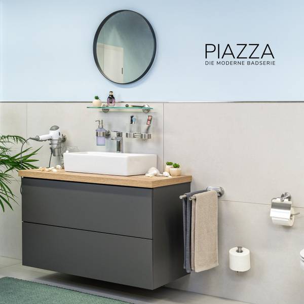 Badhaken PIAZZA 2er-Set inkl. Klebe Set Silber - Metall - 6 x 5 x 6 cm