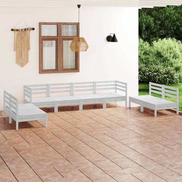 Salon de jardin  3010489 (lot de 8) Blanc - Pin - 64 x 63 x 64 cm